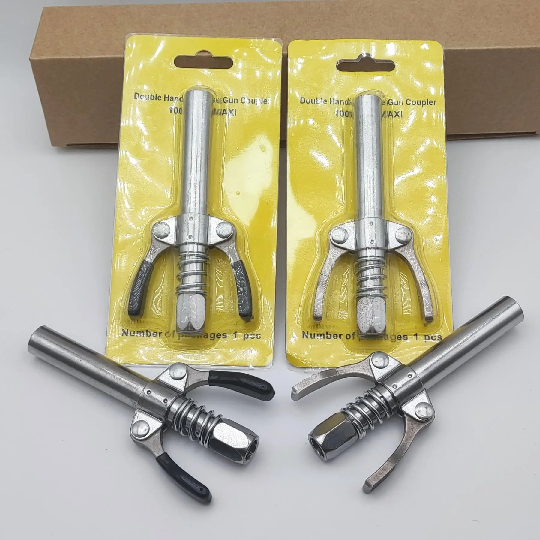 Factory New Long type Double Handle  Self-Locking Quick Release Grease Gun Coupler Convenient deep and narrow oil filling