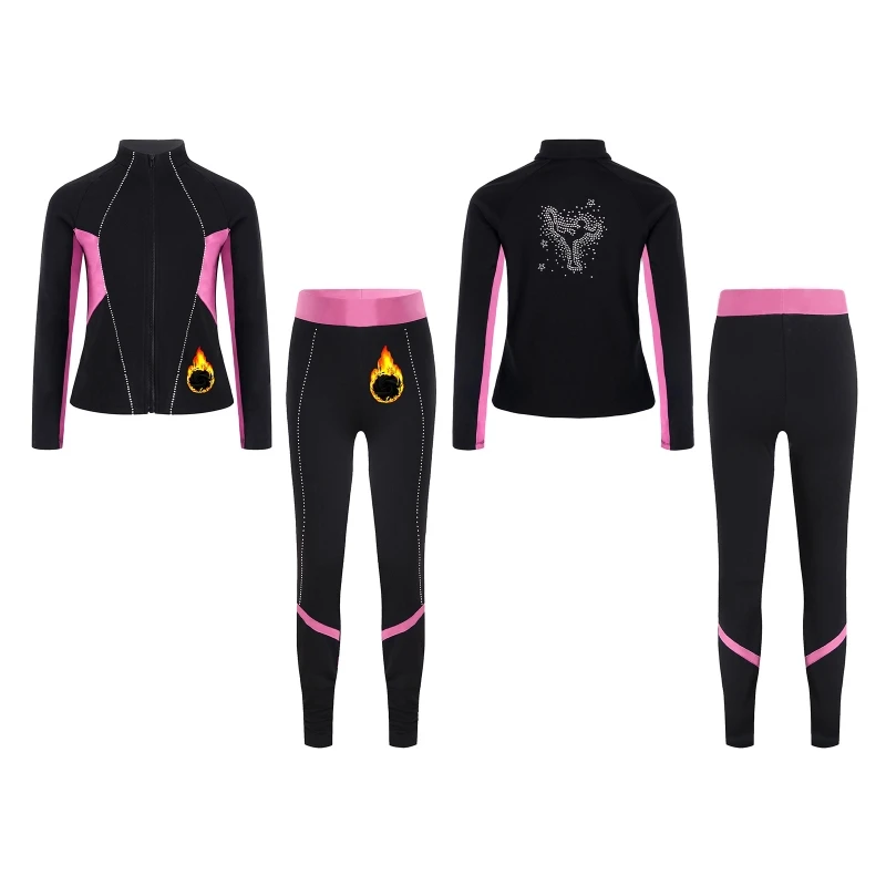 6-16 Kids Training Dancewear Girls Fleece Stage Dance Costume Performance Wear Figure Skating Gymnastics Clothing Leotards