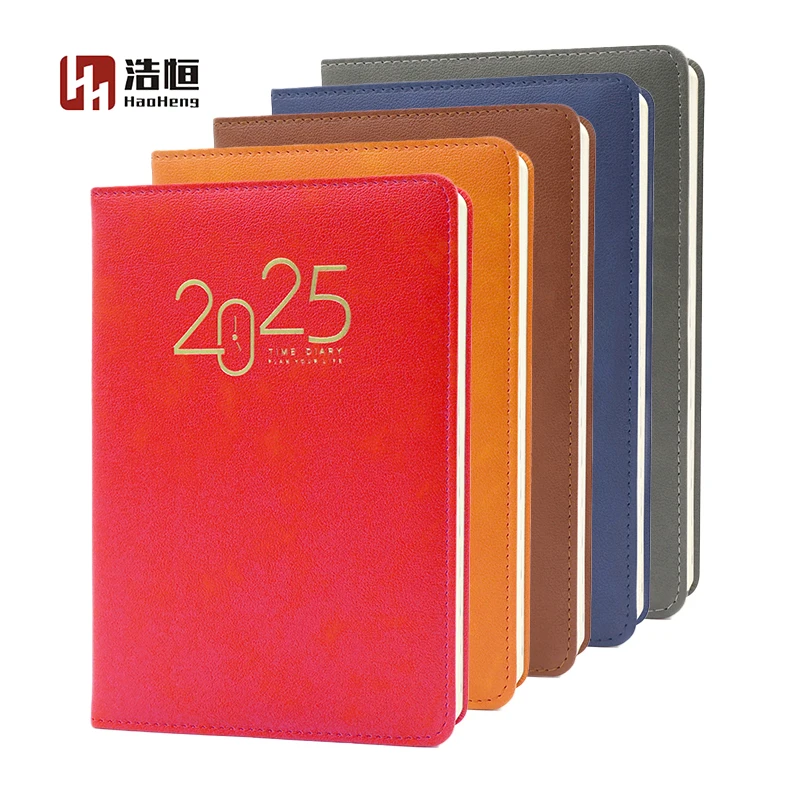 Coloring Leather Cover Book Leather Journal Notebook Advent Note Book 2025 OEM Blue Black Pink Diary Schedule Plan 120 Sheets