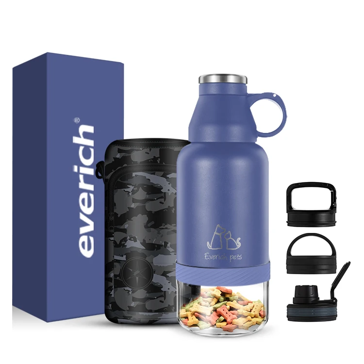 Wholesale 304 Stainless Steel Pet Water Bottle Double Wall Detachable SK Bowls Insulated Dog Drinking Bottles