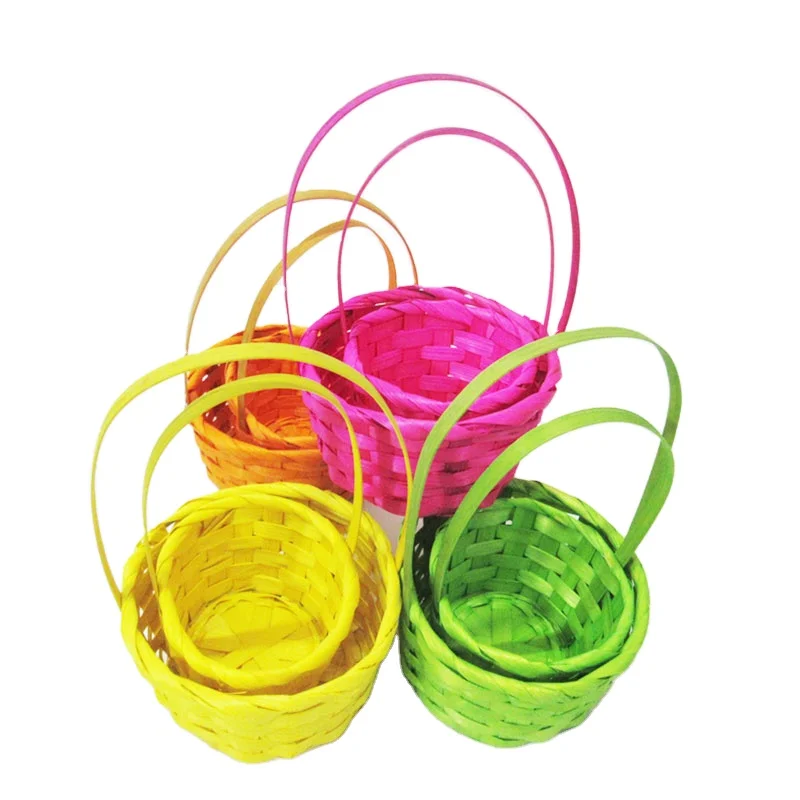New Year promotional gift baskets coloured bamboo outdoor picnic baskets mini woven bamboo baskets