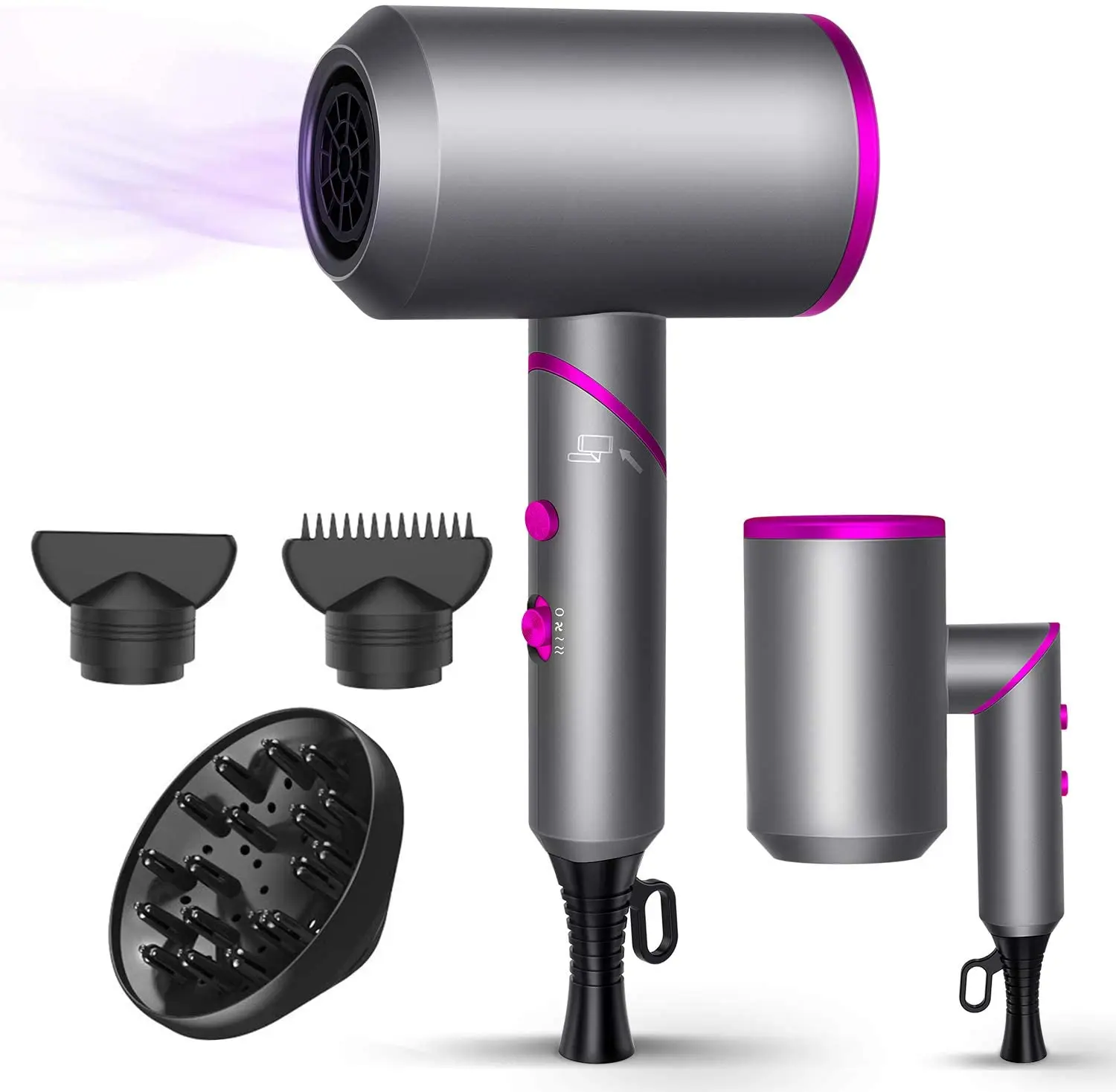 1800W Blow Dryer Ionic Hair Dryer with Diffuser Foldable Handle Travel Hair Dryer Constant Temperature Hair Care