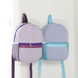 Custom Logo Children Personalized Bags Monogram Seersucker Toddle School Backpack Bag for Kids