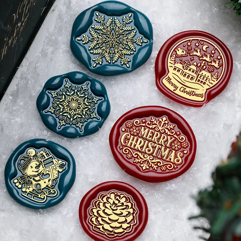 Christmas Relief Wax Seal Chapter Head Snowflake Elk Brass Carving Hand Account Copper Customizable Wholesale