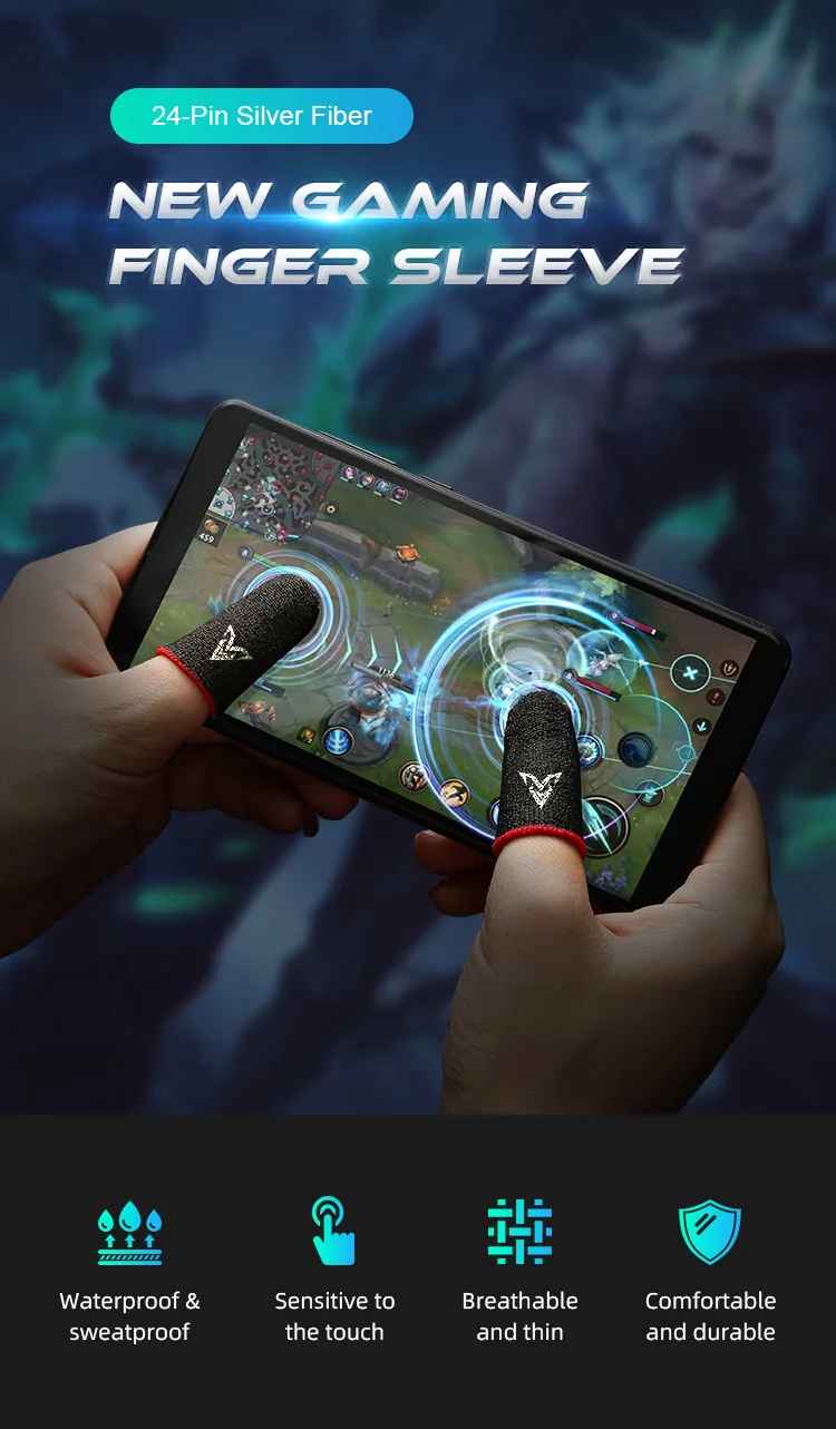 Factory Wholesale Touch Screen for Sale Mobile Game Controller Anti-Sweat silver fiber Finger Sleeves