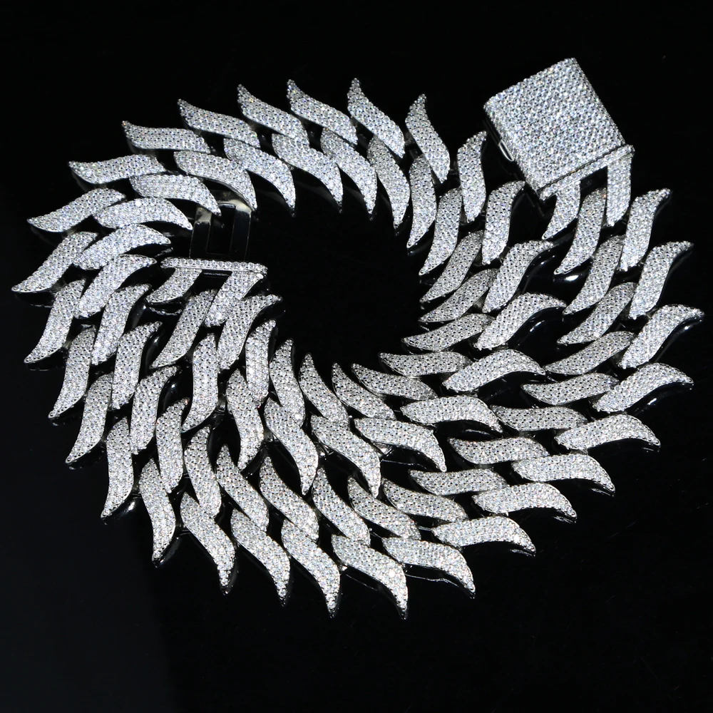 luxury wide big heavy chain for men hip hop rock 30mm spike cuban link chain necklace