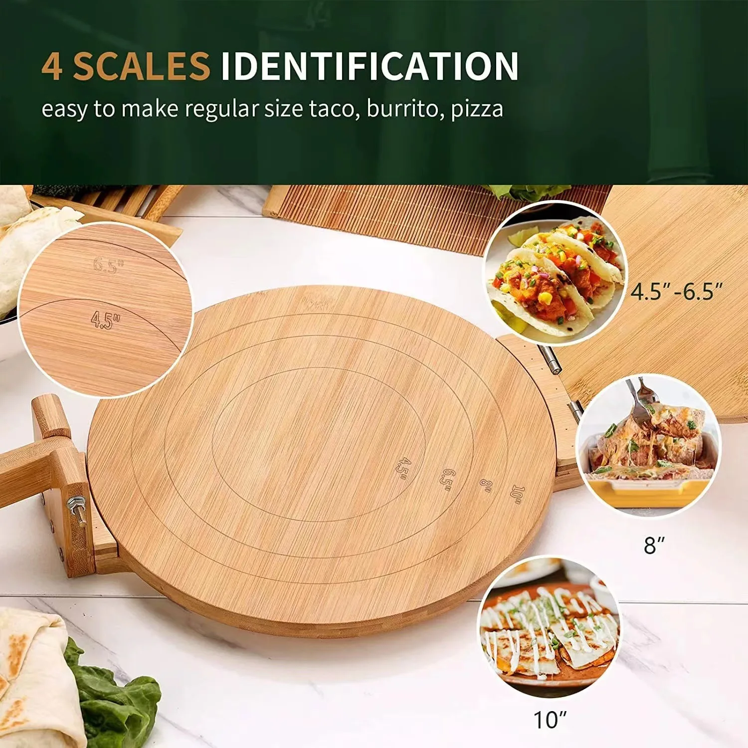 Bamboo kitchen cake press simple wind household manual wood dumpling wrapper tortilla press pizza press and Tortilla Maker