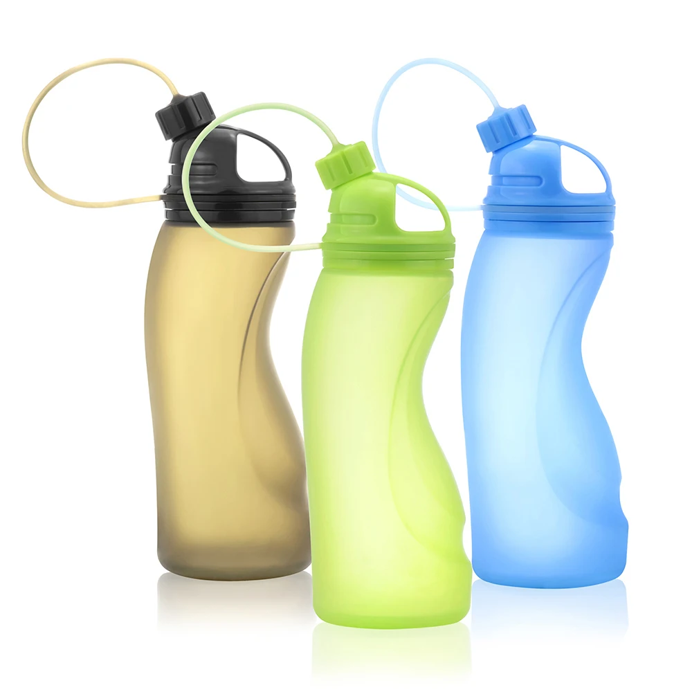 500ML Foldable silicone water bottle most popular silicone water bottle folding into small size with good price