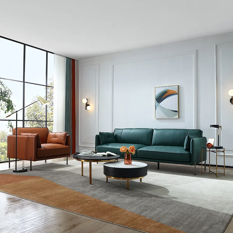 22691 quanu leather luxury sofa set furniture italian design modern 1 and 4 seat living room sofa set