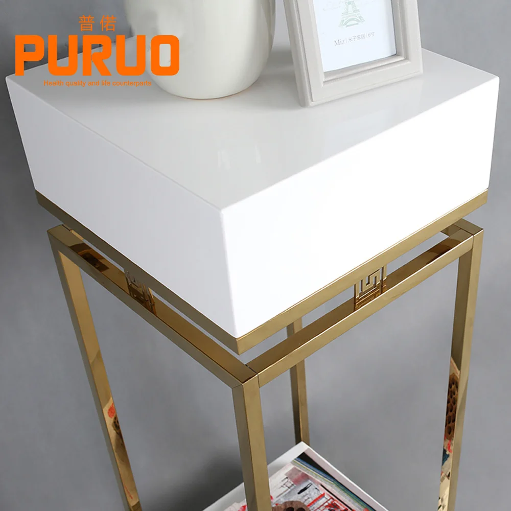 Bedroom furniture stainless steel wooden storage end table nightstand corner bed side table