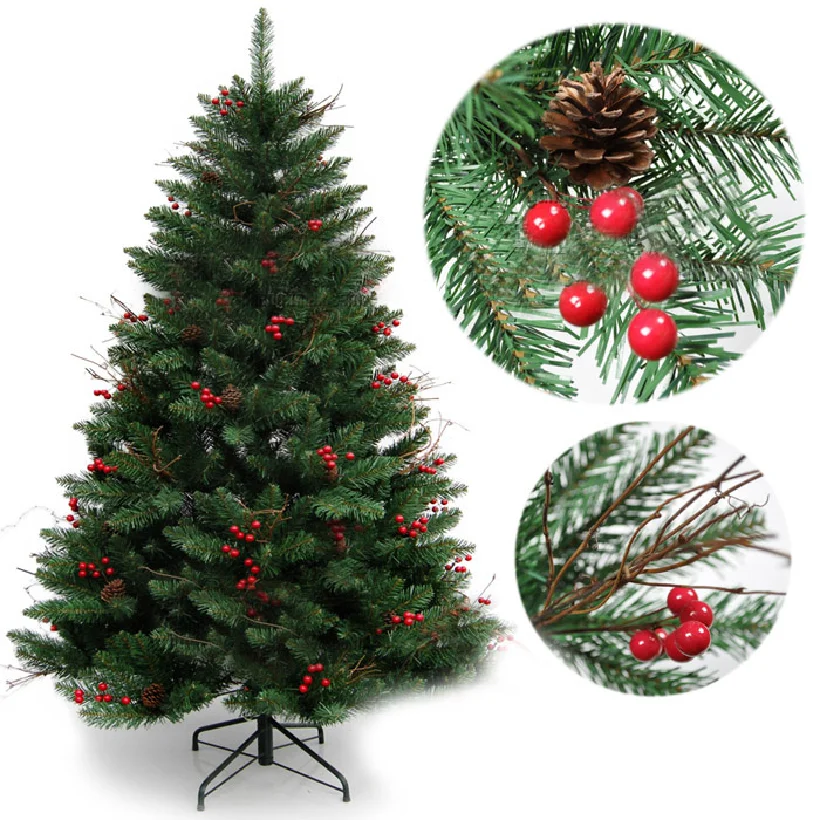 New luxury Artificial Christmas tree 180cm Xmas indoor and outdoor home decorations Christmas tree with dry branches red berry