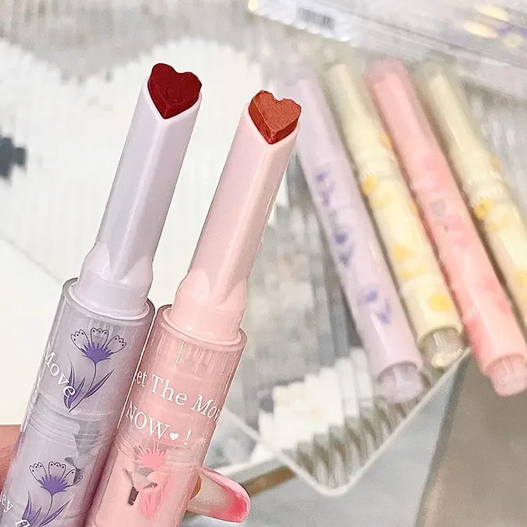 Heart-Shape Cute Vegan Glossy Lip Gloss Wholesale Private Label Makeup Waterproof Long Lasting Korean Liquid Lipstick