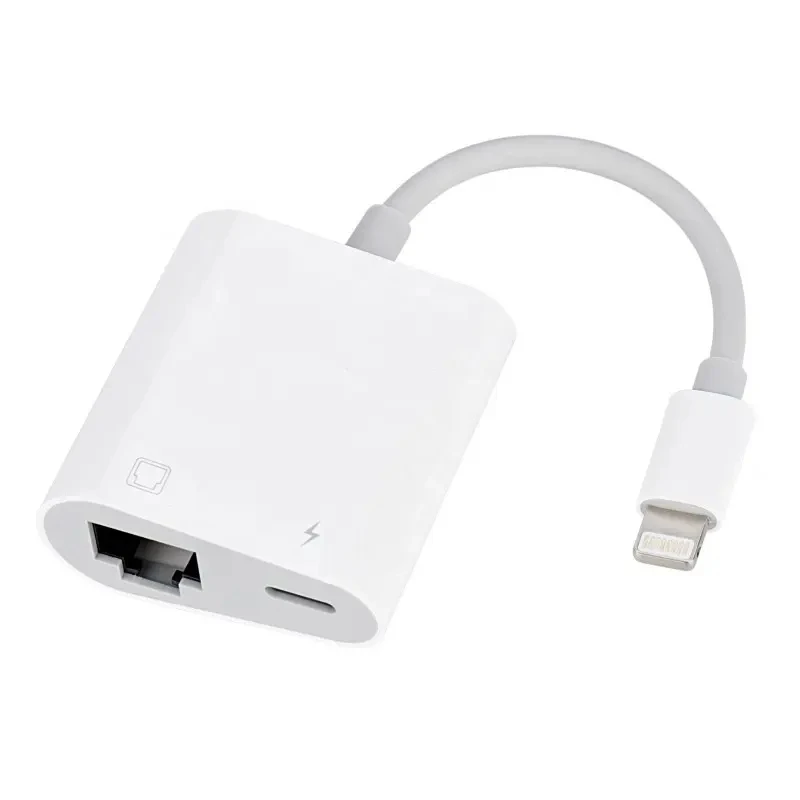 Ethernet LAN Network Adapter Lightning to RJ45 Adapter 2 in 1 with Charge Port for iPhone/iPad/iPod