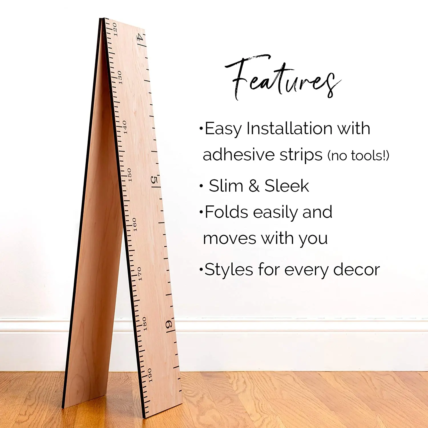 Wooden Ruler Growth Height Chart Ruler Natural Schoolhouse Ruler