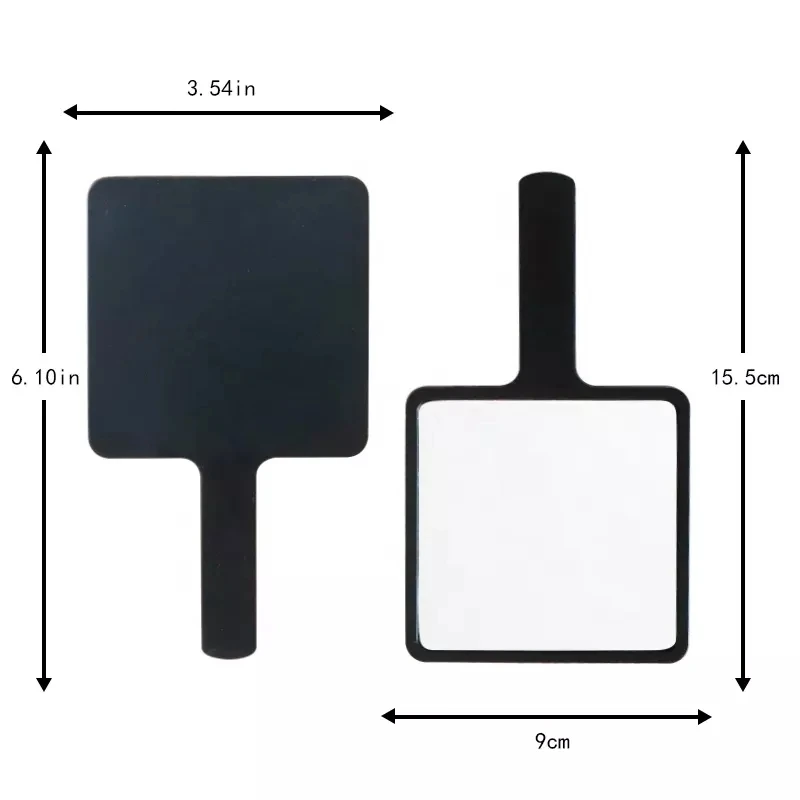 Private Label ABS Plastic Small Compact Handheld Square Makeup Mirror No LOGO Custom Portable Hand Held Makeup Mirrors for Girls
