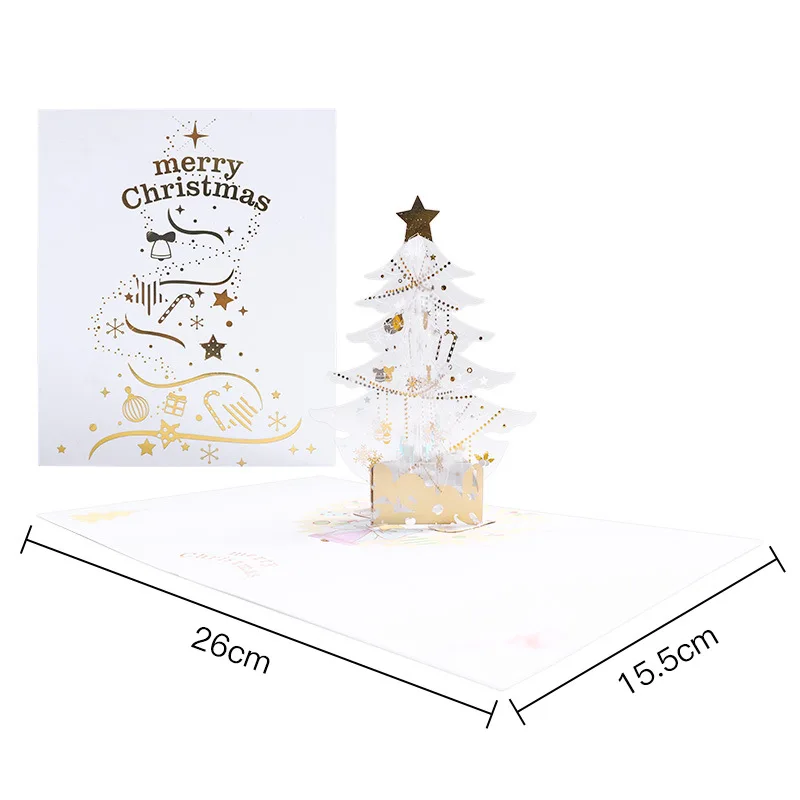 Custom Design Merry Christmas Gift Card 3D Pop Up Card Handmade Christmas Tree Greeting Cards