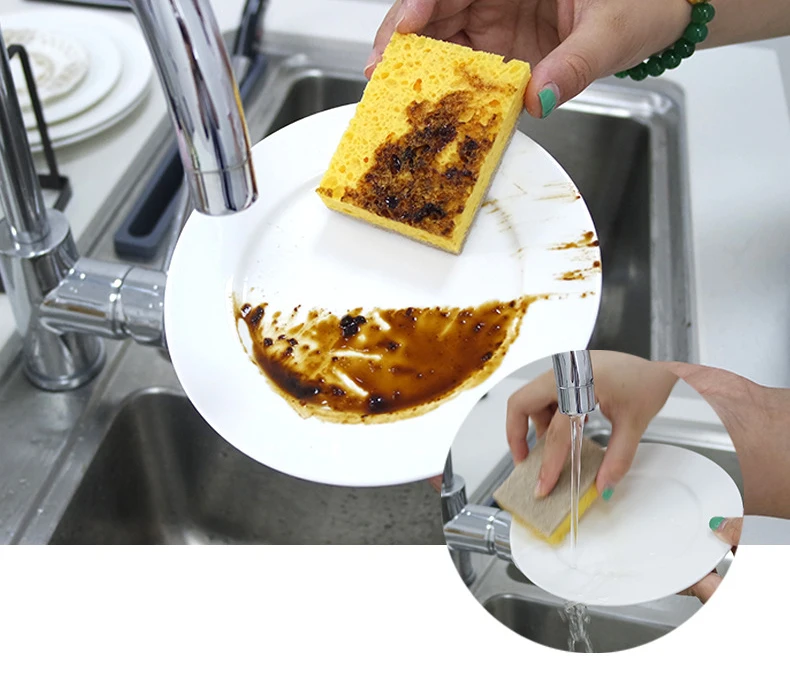 Eco Friendly Cellulose Sponge Block Natural Kitchen Dish Washing Scrubber Cleaning Sponge