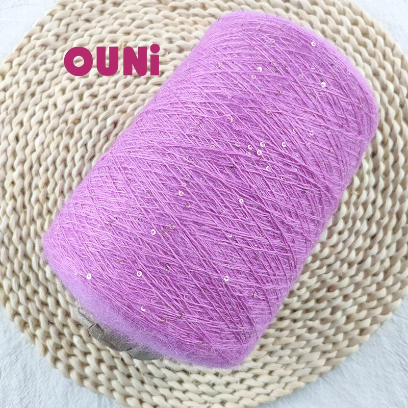 Winter puffy Wool Mohair T Smooth Scarf Thread Pullover Coat  with sequin for Loose Mohair Sweater Knitted Mohair Cardigan