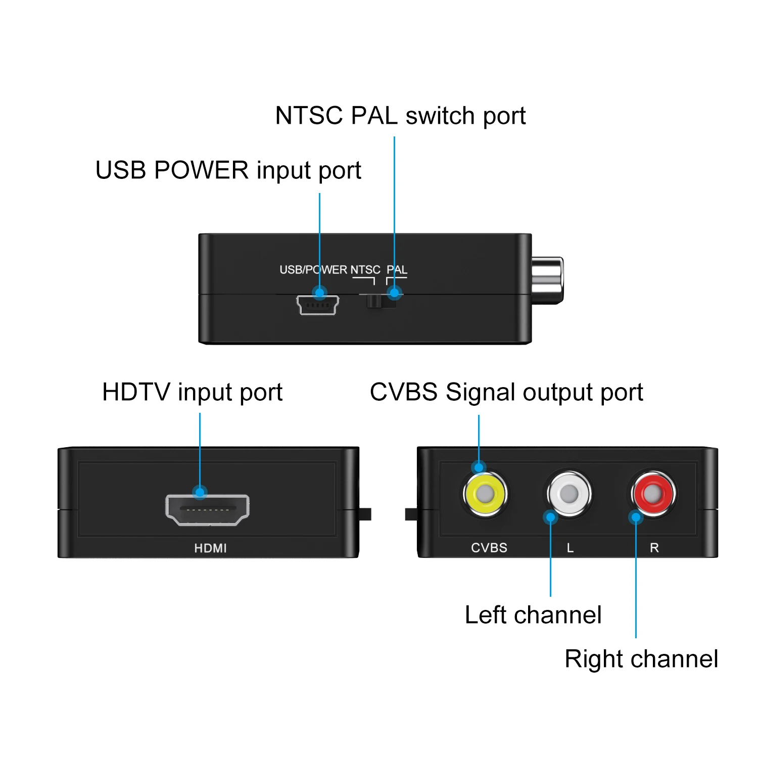 Excellent Quality composite cvbs hdmi2av 1080p hdmi to av converter 3 rca to hdmi video audio adapter for tv ps4