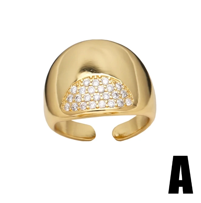 Wholesale Hot New Rings Wide Vintage 18k Gold Platinum Plated Simple Band Rings Adjustable Ring Women