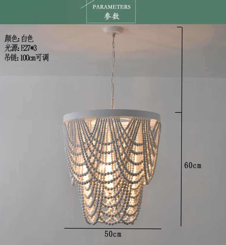 American  countryside BOHEMIA Retro Wood Art Wooden Bead Design Nordic Ceiling Lighting Chandelier For Living Room