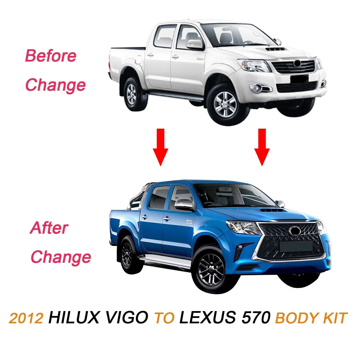 car body parts auto front bumper grille fog lamp cover accessories body kit for Toyota Hilux Vigo Upgrade to Lexus 570