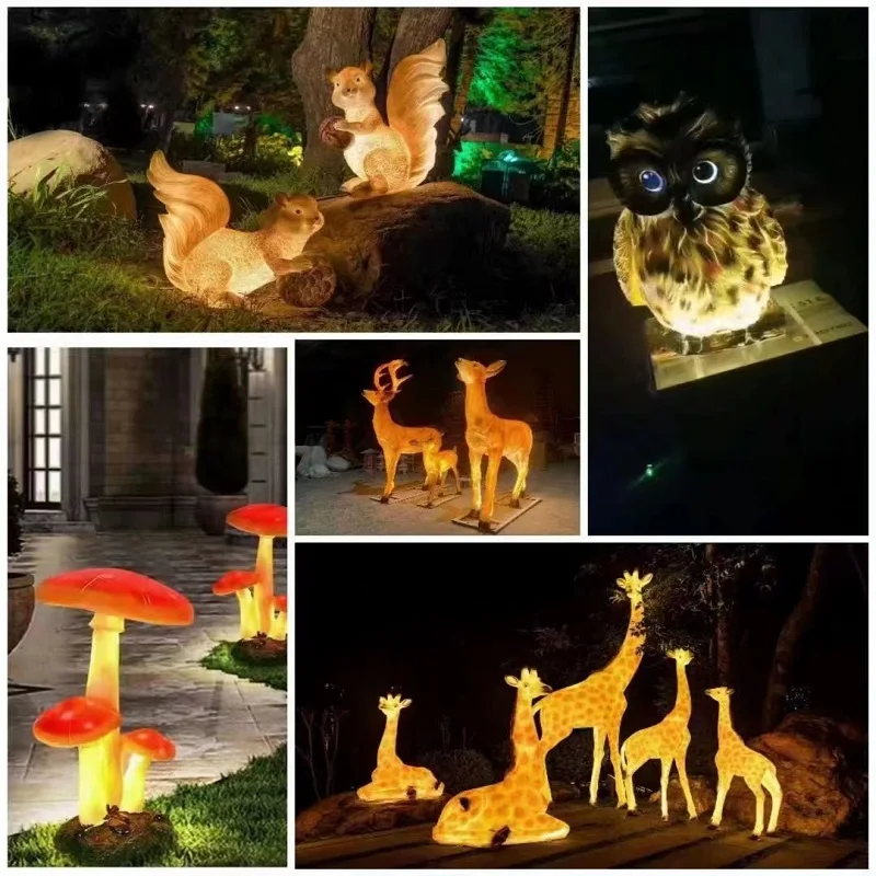 Holiday Lighting Christmas Outdoor 3D Led Bird Fiberglass FRP Decorative Elephant Rabbit Light