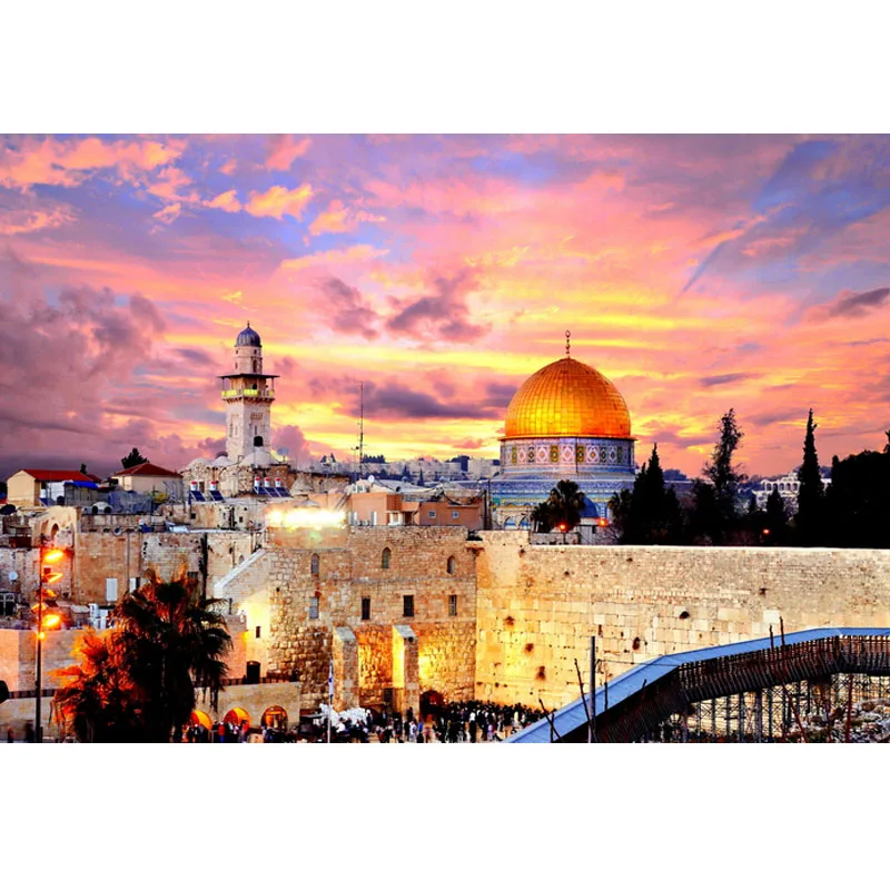 7x5ft Eid Mubarak Background Golden Sand Moon Islamic Hanging Lamps Ramadan Kareem Photo Studio Backdrop