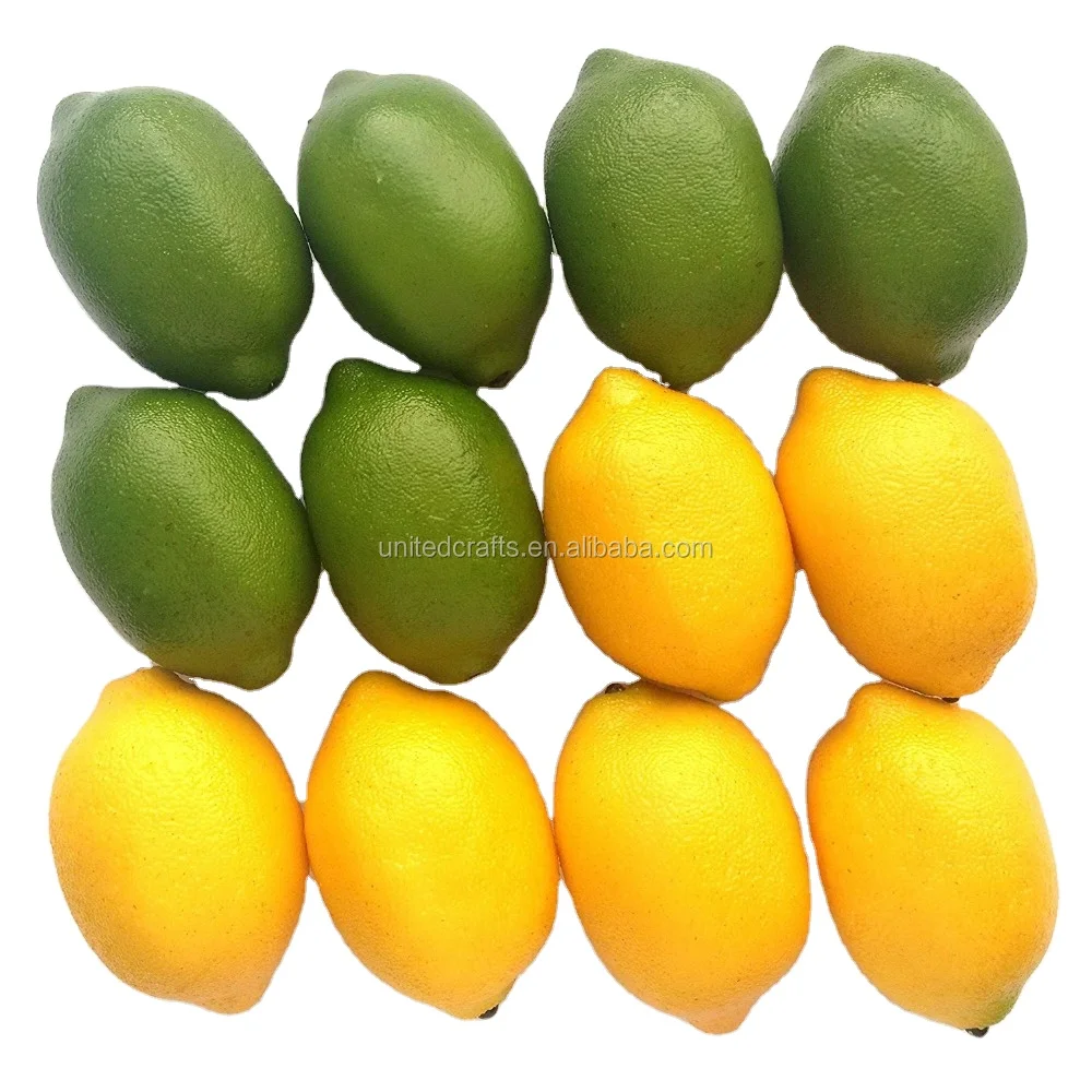 Yellow & Green Artificial Lifelike Simulation Lemon Fake Fruit Home Kitchen Cabinet