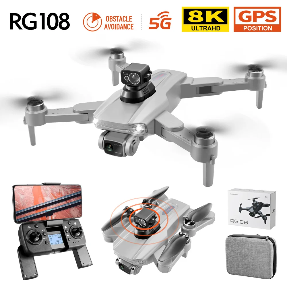 RG108 MAX Drone 8K Dual HD Camera FPV Aerial Photography 5G GPS Brushless Motor Foldable RC Professional Quadcopter drones