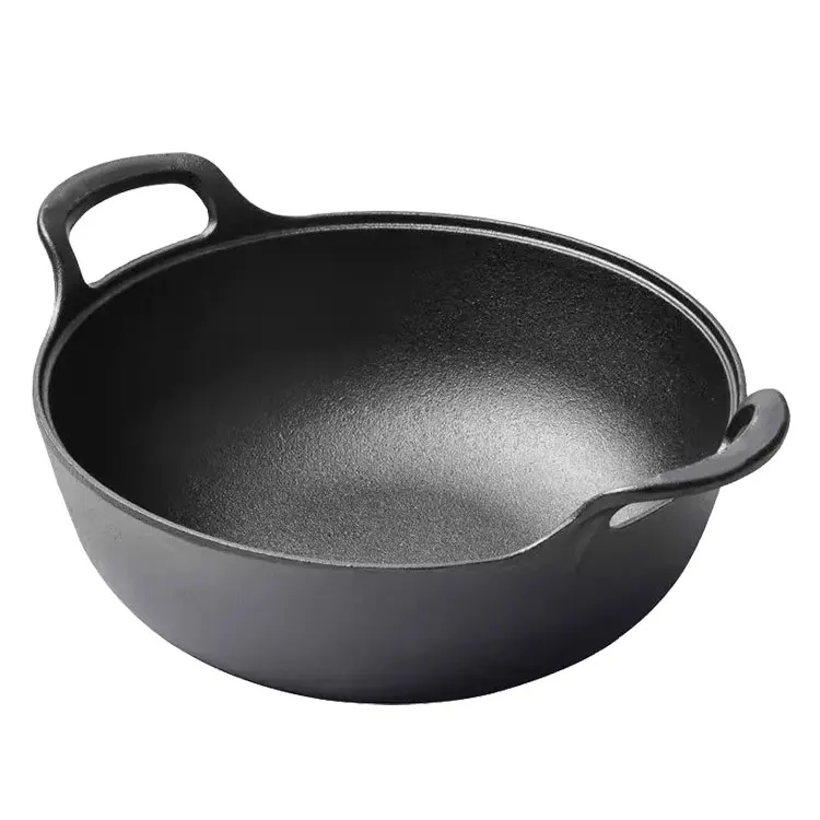 Cast Iron Soup Pot With Wooden Lid Basics Pre-Seasoned Cast Iron Round Dutch Oven Pot with Double Handles