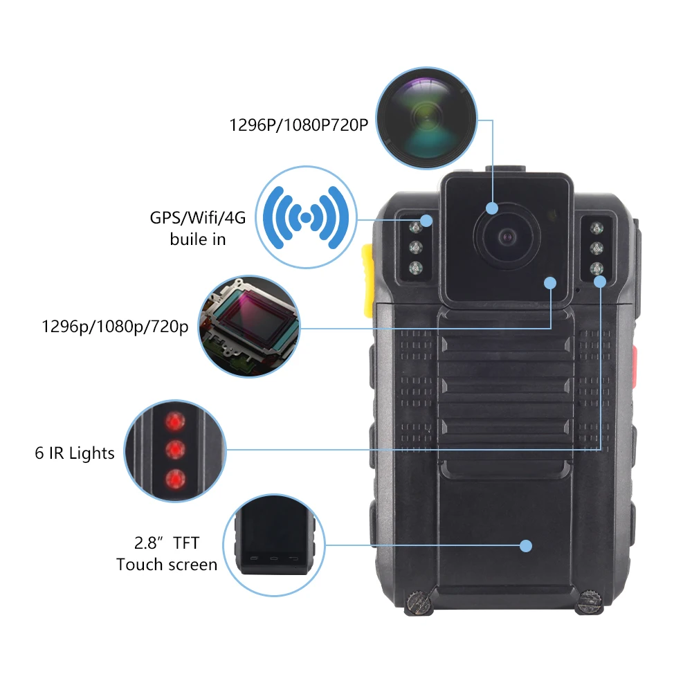 JOVE W8  Video Transmission Body Worn Camera 4g for Police Surveillance big touch screen