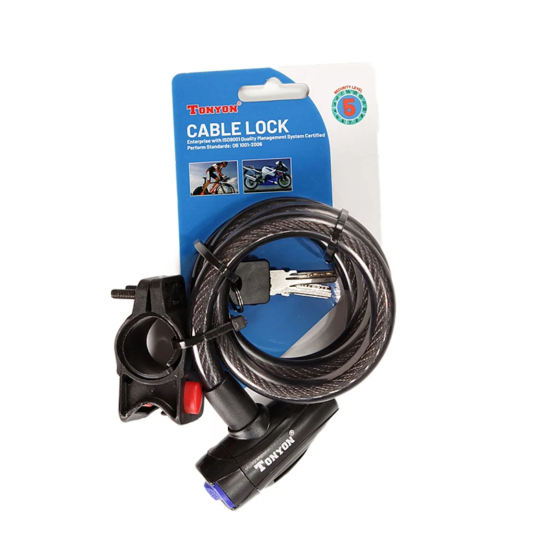 TONYON Hot Sale Plastic Smoke Bracket Available Mountain Bike Steel Cable Lock