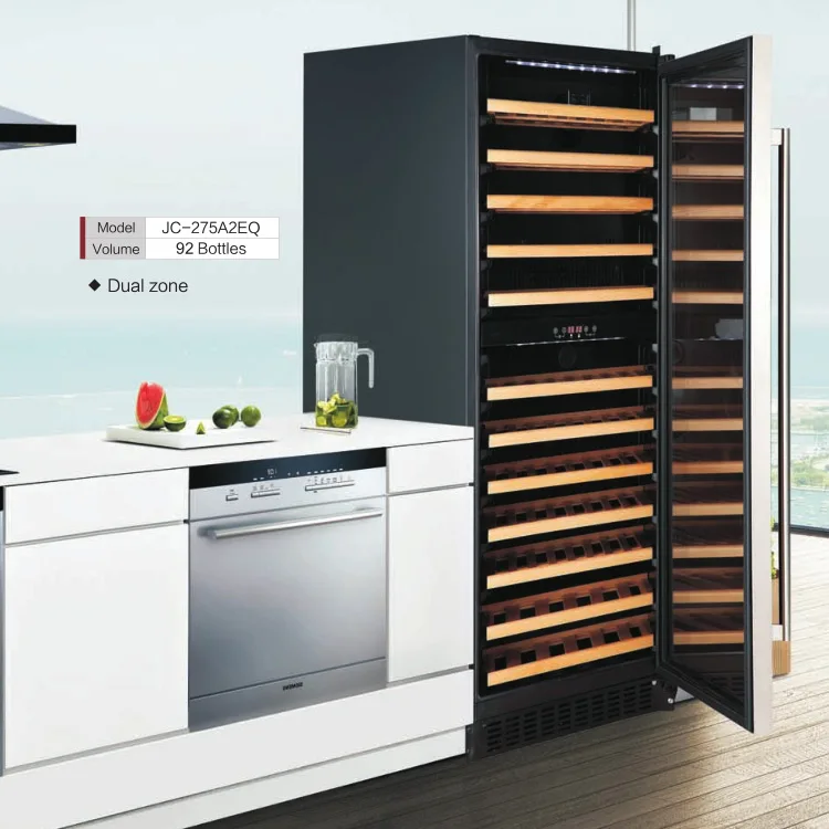Factory Custom 92 Bottles Seamless Door Frame Stainless Steel Wine Bottle Cooler Wine Coolers Build In For Sale