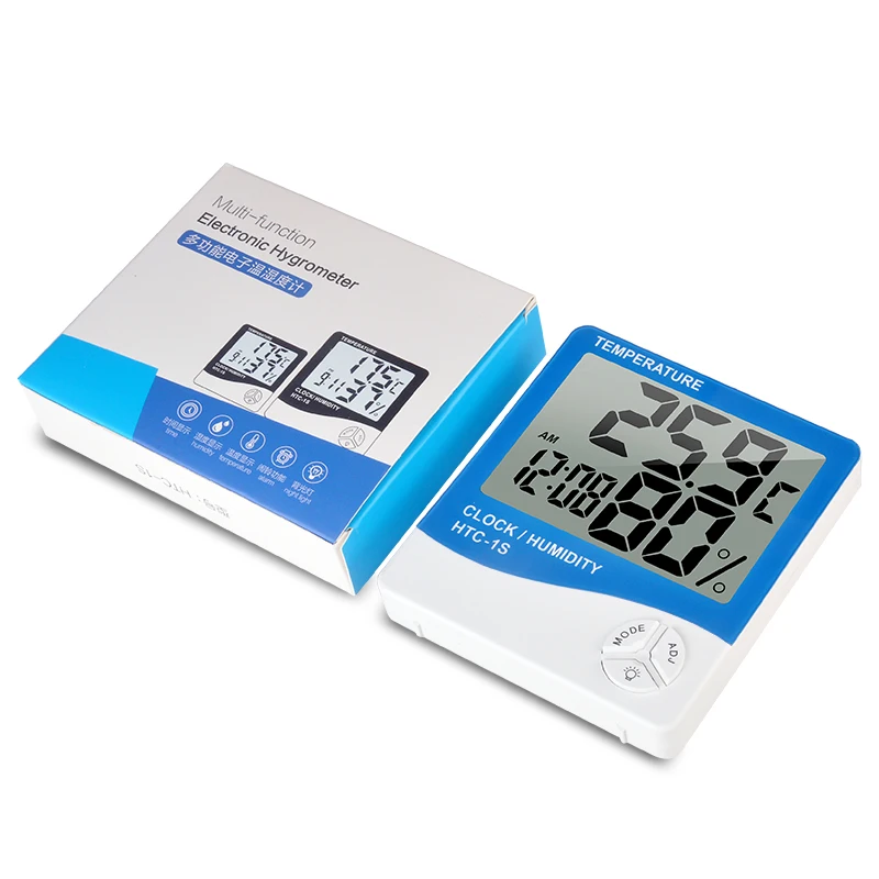 3 in 1 LCD Digital Indoor Outdoor Multi Thermometer Hygrometer Humidity Meter Clock HTC-1S with backlight