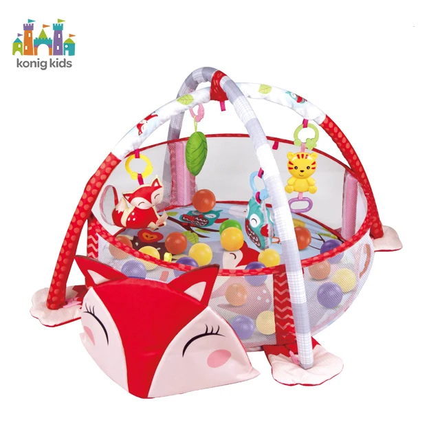 Konig Kids 3 in 1 Fox  Playing Mat Activity Baby Gym With 30pcs Ball Pit Skill Development Toys Baby Mat Baby Play Mat