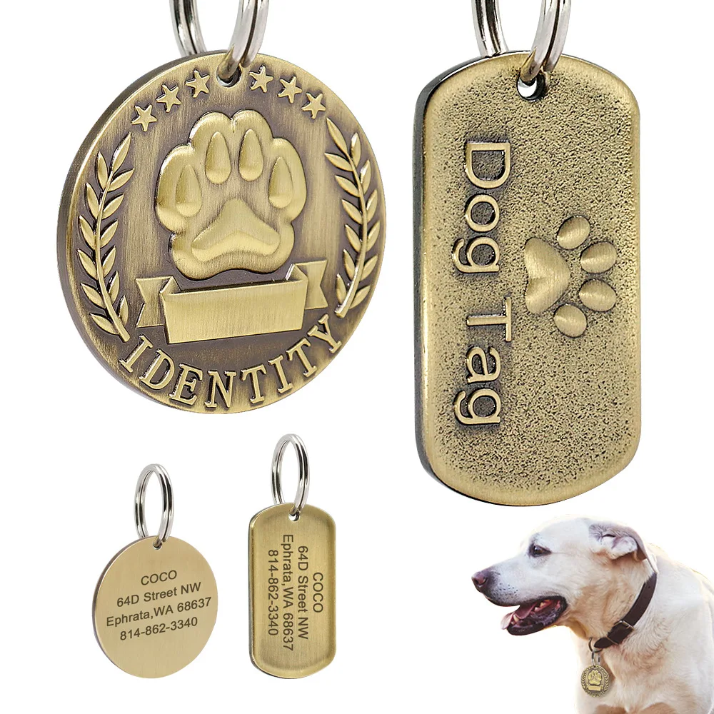 Free sample no moq manufacture double sides design pet paw custom logo dog tag