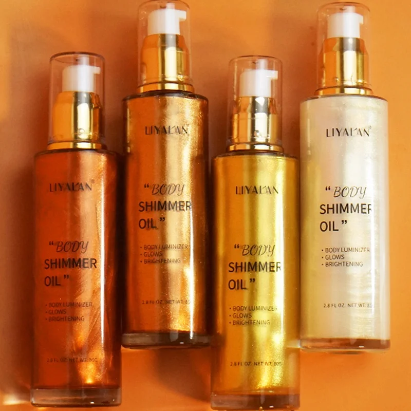 Custom Private Label Waterproof Glitter Liquid Highlighter Shimmer Body Oil