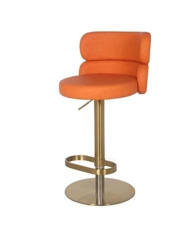 Light luxury stainless steel bar chair front platform red lift rotary back bar chair