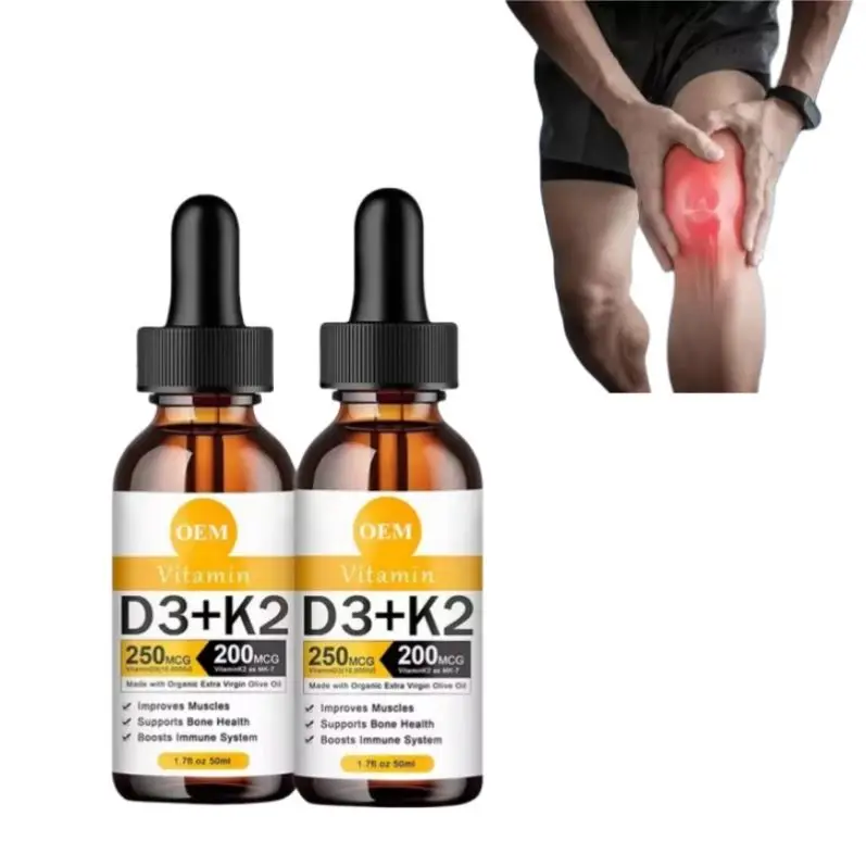 OEM Private Label Vitamin D3 K2 Drops with MCT Oil Omega 3 5000 IU Maximum Strength Vitamin D Liquid 5000 IU