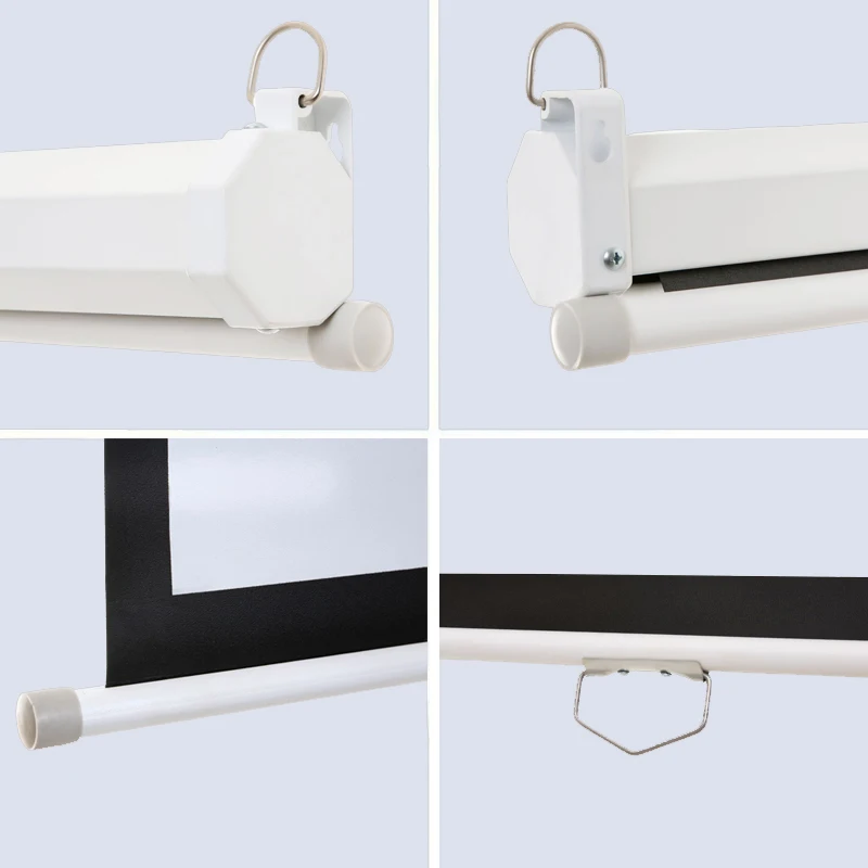 Manual Pull Down Projector Screen 72' Roll-Down Pull-Down Retractable 4:3 Manual Projection Screen Auto-Locking Black Border