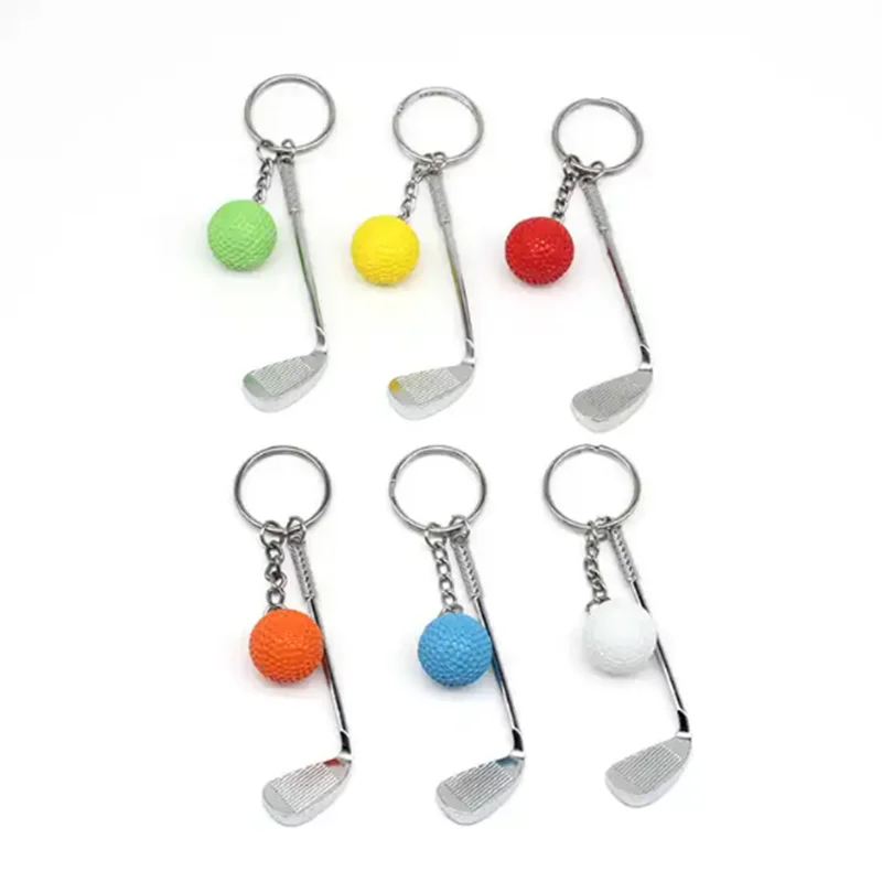 Creative Metal Crafts Golf Keychain and Handbag Pendant Durable Zinc Alloy with UV Printing Sports Supplies Ball Keychain