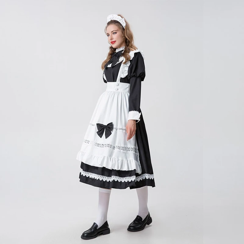 New Aristocratic Long Sleeve Maid Cosplay Dress Japanese Maid Uniform Lovely Dress Large Size Maid Costume