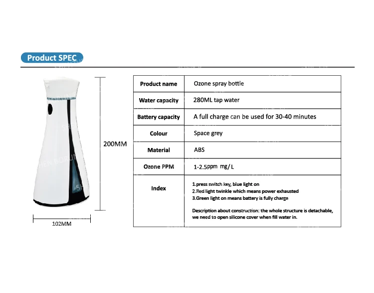 New ozone water spray Portable Mini Anion Ozone Generator Sterilization Water Purifier Hand sanitizer Air Disinfector