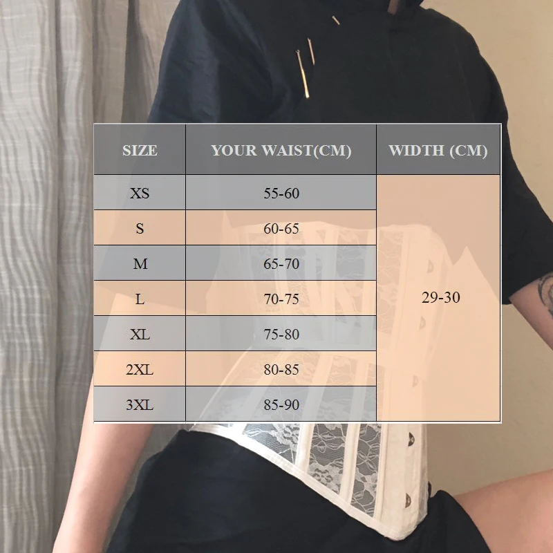 Sexy Corset Women Gothic Corset Top Curve Shaper Modeling Strap Slimming Waist Belt Lace Corsets Bustiers Black White