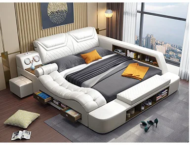 Multi-functional tatami storage leather bed
