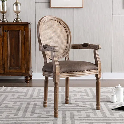 European Wooden Antique Dining Chair American Leisure Coffee Chairs Hotel Retro Negotiation Dressing Stool