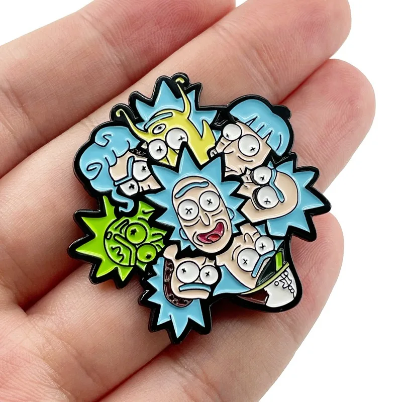 Customized Rick and Modi Cartoon Soft  Emblem Pins Metal Accessories Creative Funny Gift
