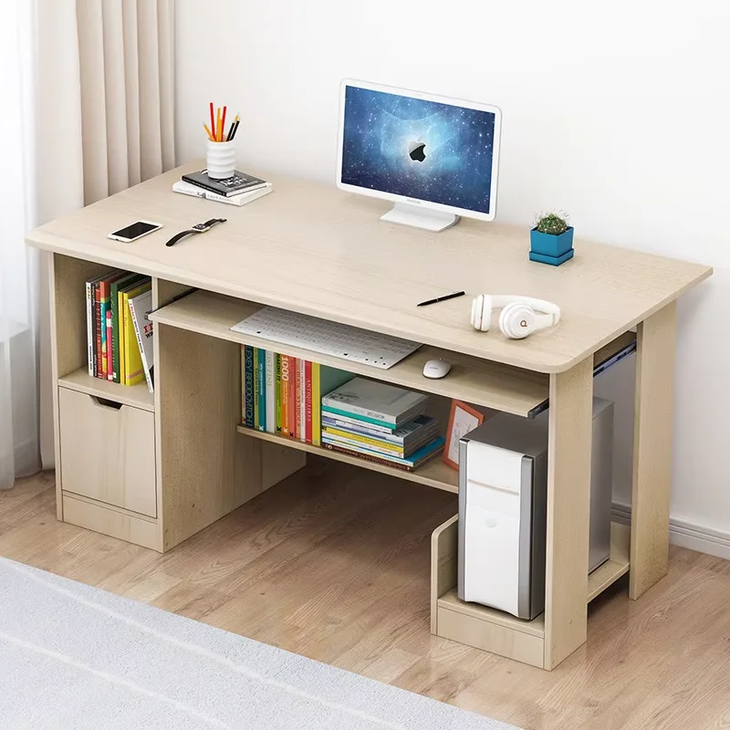 Modern Home Wooden Computer Table Desk  l Shape Office Desks With Bookcase Drawer