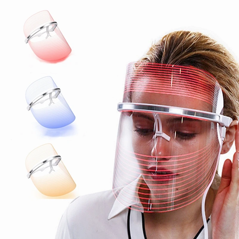 PDT Photon Light Facial Skin Beauty LED Facial Mask 3 color LED facial Red Infrared Light Therapy Mask